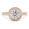 Milgrain Halo Engagement Ring (14kt Rose)