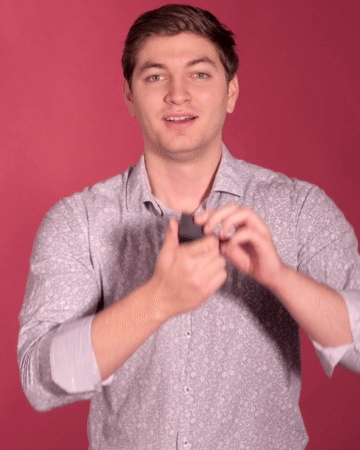 Gentleman showing off brand new engagement ring