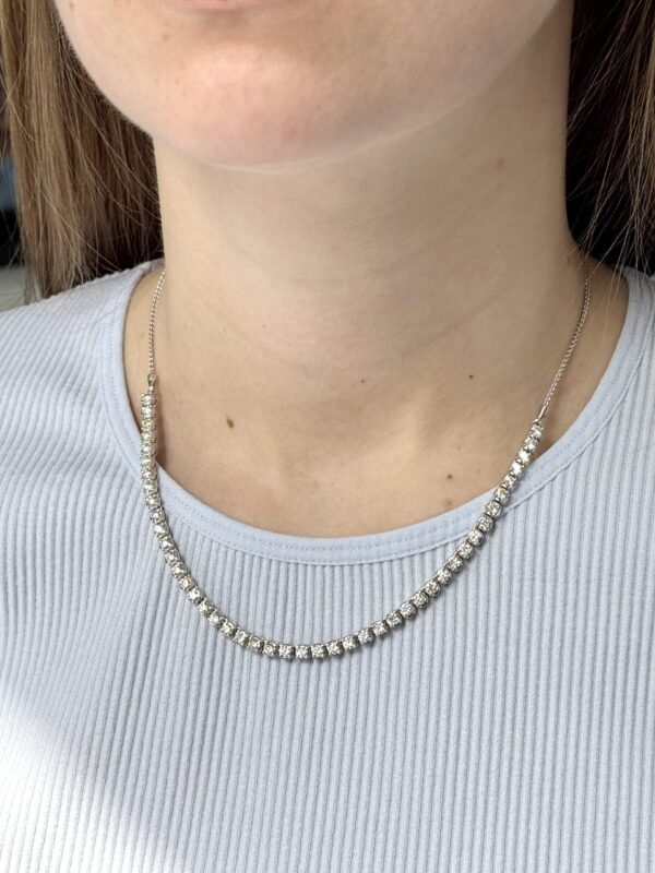 14kt white gold adjustable tennis necklace 4.5 carats total