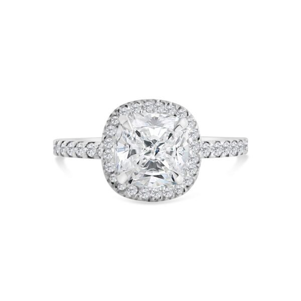 Top Halo Accented Engagement Ring in 14kt White Gold (shown with 3 carat Diamond in the center)