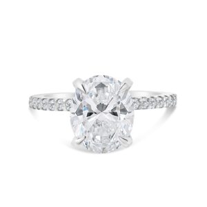 Classic Accented Engagement Ring in 14kt White Gold (shown with 3 carat Oval Diamond in the center)