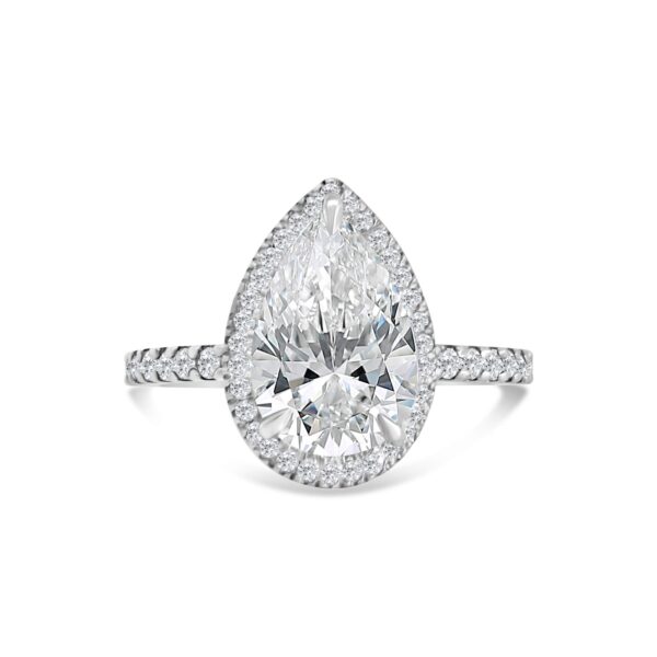 Top Halo Accented Engagement Ring in 14kt White Gold (shown with 3 carat Diamond in the center)
