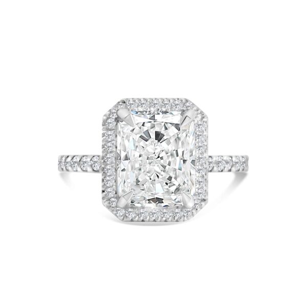 Top Halo Accented Engagement Ring in 14kt White Gold (shown with 3 carat Diamond in the center)