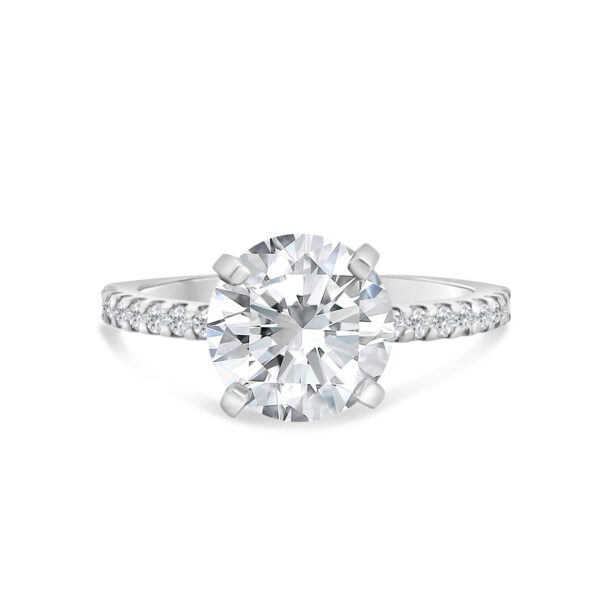 Classic Accented Engagement Ring in 14kt White Gold (shown with 3 carat Round Diamond in the center)