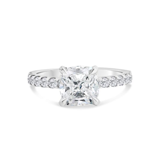 Classic Accented Engagement Ring in 14kt White Gold (shown with 3 carat Diamond in the center)