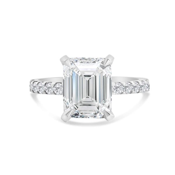 Classic Accented Engagement Ring in 14kt White Gold (shown with 3 carat Diamond in the center)