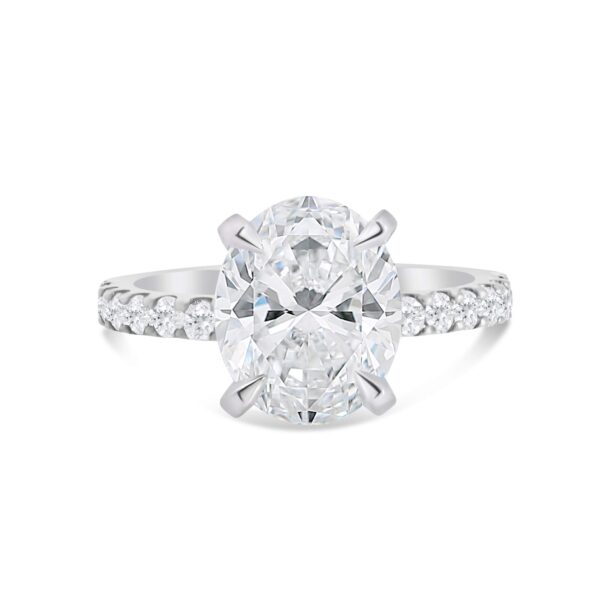 Top Halo Accented Engagement Ring in 14kt White Gold (shown with 3 carat Diamond in the center)