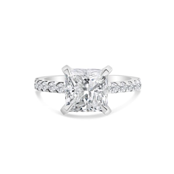 Classic Accented Engagement Ring in 14kt White Gold (shown with 3 carat Diamond in the center)
