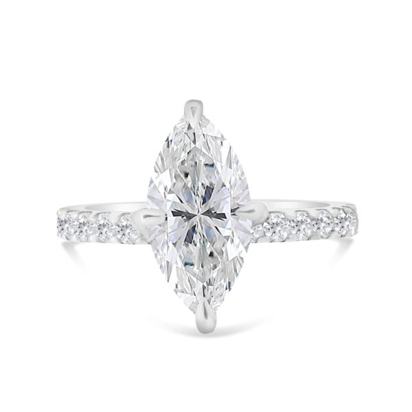 Classic Accented Engagement Ring in 14kt White Gold (shown with 3 carat Diamond in the center)