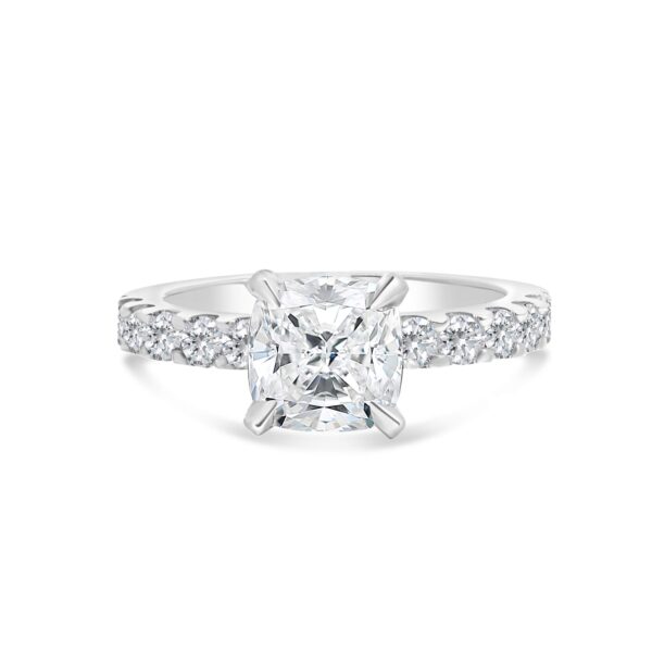 Classic Accented Engagement Ring in 14kt White Gold (shown with 3 carat Diamond in the center)