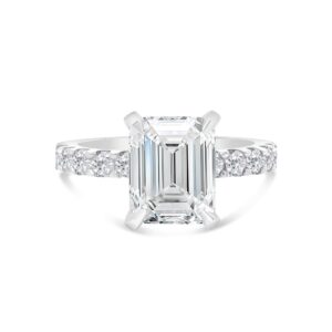 Classic Accented Engagement Ring in 14kt White Gold (shown with 3 carat Diamond in the center)