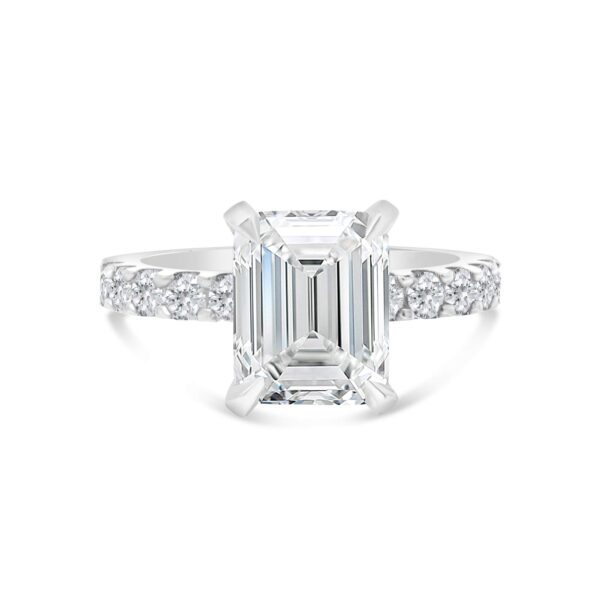 Classic Accented Engagement Ring in 14kt White Gold (shown with 3 carat Diamond in the center)