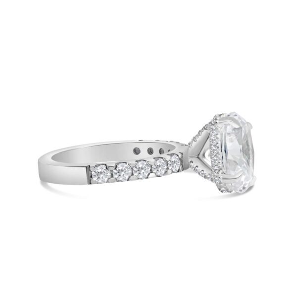 Full-pave Classic Accented Engagement Ring in 14kt White Gold (shown with 3 carat Diamond in the center)