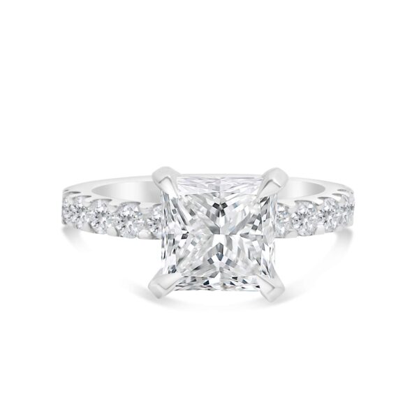 Classic Accented Engagement Ring in 14kt White Gold (shown with 3 carat Diamond in the center)