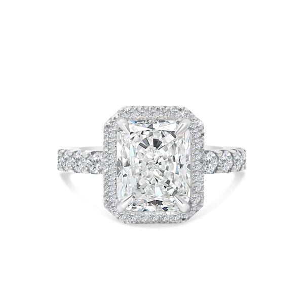 Top Halo Classic Accented Engagement Ring in 14kt White Gold (shown with 3 carat Diamond in the center)