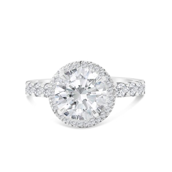 Top Halo Classic Accented Engagement Ring in 14kt White Gold (shown with 3 carat Diamond in the center)