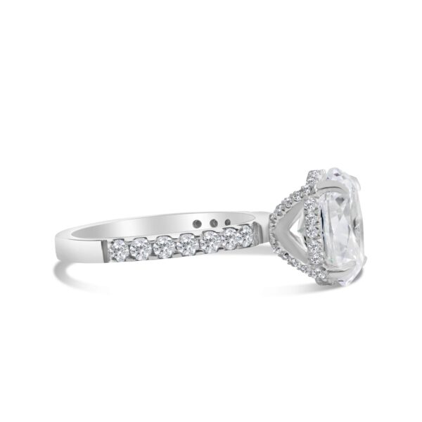Hidden halo Classic Accented Engagement Ring in 14kt White Gold (shown with 3 carat Diamond in the center)
