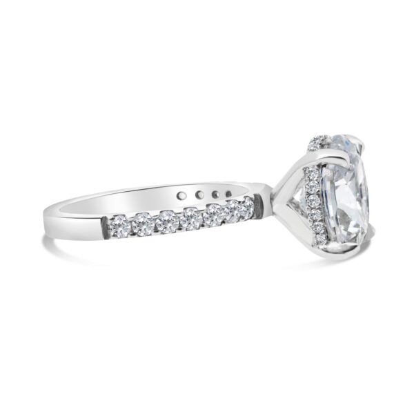 Hidden halo Classic Accented Engagement Ring in 14kt White Gold (shown with 3 carat Diamond in the center)