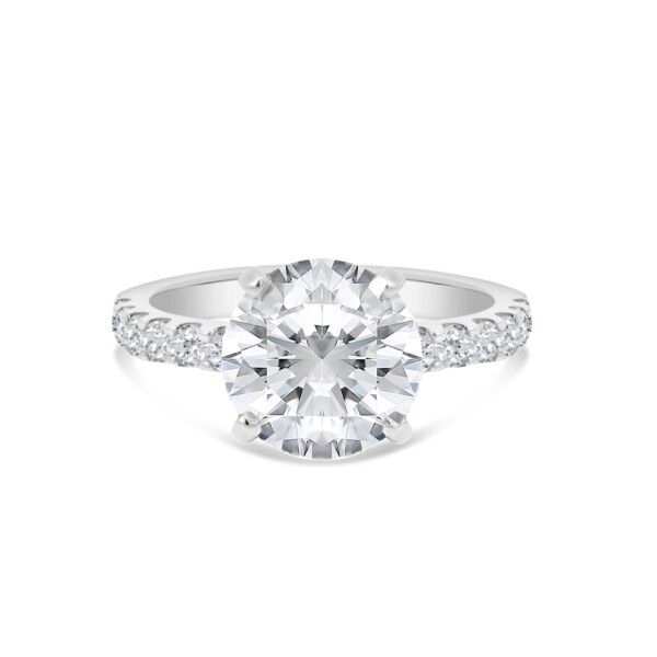 Classic Accented Engagement Ring in 14kt White Gold (shown with 3 carat Diamond in the center)