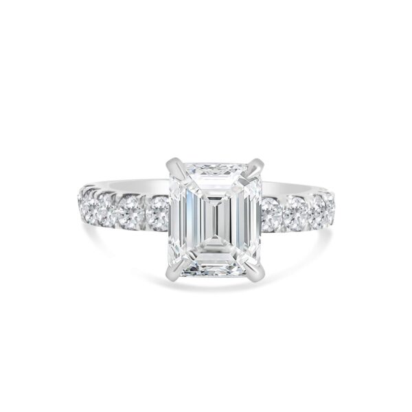 Top Halo Classic Accented Engagement Ring in 14kt White Gold (shown with 3 carat Diamond in the center)