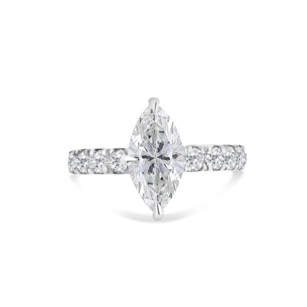 Top Halo Classic Accented Engagement Ring in 14kt White Gold (shown with 3 carat Diamond in the center)