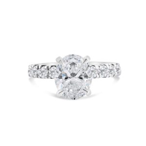Top Halo Classic Accented Engagement Ring in 14kt White Gold (shown with 3 carat Diamond in the center)