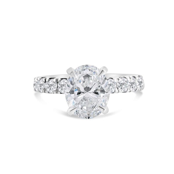 Top Halo Classic Accented Engagement Ring in 14kt White Gold (shown with 3 carat Diamond in the center)