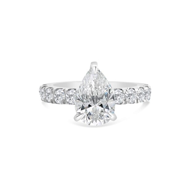 Top Halo Classic Accented Engagement Ring in 14kt White Gold (shown with 3 carat Diamond in the center)