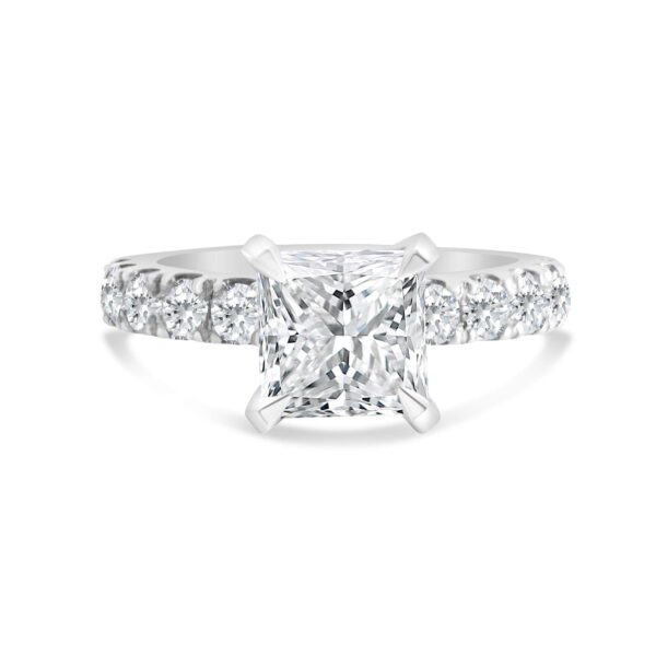 Top Halo Classic Accented Engagement Ring in 14kt White Gold (shown with 3 carat Diamond in the center)