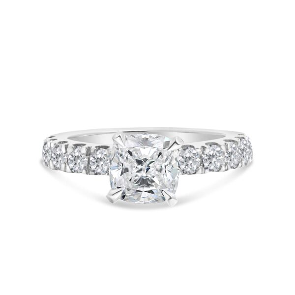 Top Halo Classic Accented Engagement Ring in 14kt White Gold (shown with 3 carat Diamond in the center)