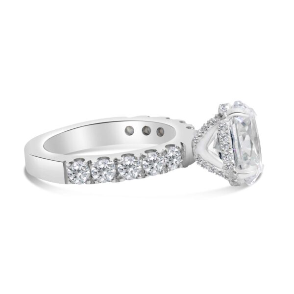 Fully-paved Classic Accented Engagement Ring in 14kt White Gold (shown with 3 carat Diamond in the center)