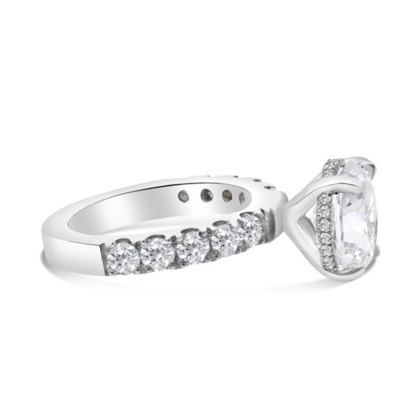 Hidden halo Classic Accented Engagement Ring in 14kt White Gold (shown with 3 carat Diamond in the center)