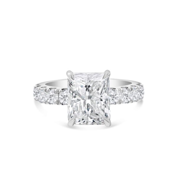 Top Halo Classic Accented Engagement Ring in 14kt White Gold (shown with 3 carat Diamond in the cente
