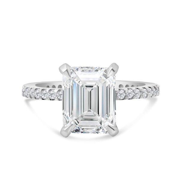 Classic Accented Engagement Ring in 14kt White Gold (shown with 3 carat Diamond in the center)