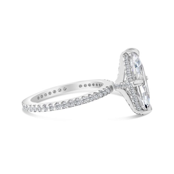 Fully-Paved Classic Accented Engagement Ring in 14kt White Gold (shown with 3 carat Diamond in the center)