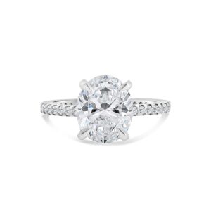 Classic Accented Engagement Ring in 14kt White Gold (shown with 3 carat Diamond in the center)