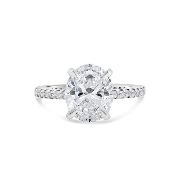 Classic Accented Engagement Ring in 14kt White Gold (shown with 3 carat Diamond in the center)