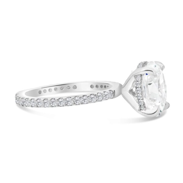 Hidden Halo Classic Accented Engagement Ring in 14kt White Gold (shown with 3 carat Diamond in the center)