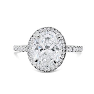 Top Halo Classic Accented Engagement Ring in 14kt White Gold (shown with 3 carat Diamond in the center)