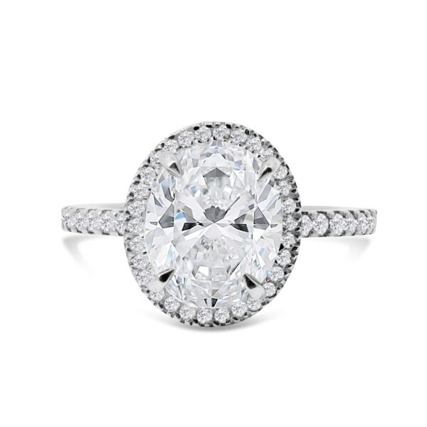 Top Halo Classic Accented Engagement Ring in 14kt White Gold (shown with 3 carat Diamond in the center)