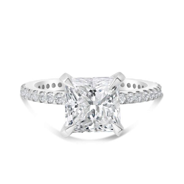 Classic Accented Engagement Ring in 14kt White Gold (shown with 3 carat Diamond in the center)