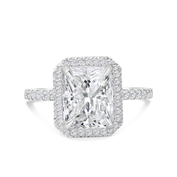 Top Halo Classic Accented Engagement Ring in 14kt White Gold (shown with 3 carat Diamond in the center)