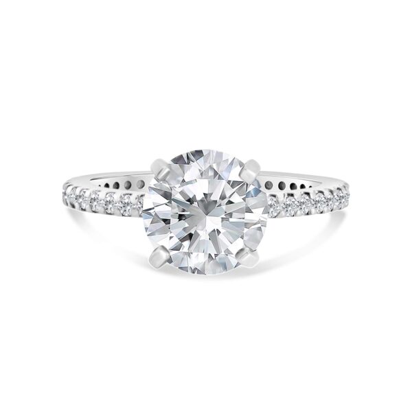 Classic Accented Engagement Ring in 14kt White Gold (shown with 3 carat Diamond in the center)