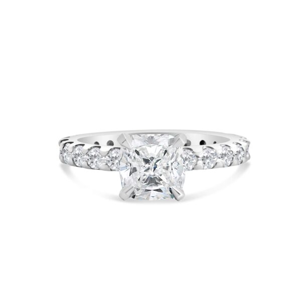 Classic Accented Engagement Ring in 14kt White Gold (shown with 3 carat Diamond in the center)