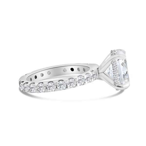 Hidden Halo Classic Accented Engagement Ring in 14kt White Gold (shown with 3 carat Diamond in the center)