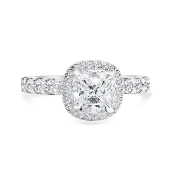 Top Halo Classic Accented Engagement Ring in 14kt White Gold (shown with 3 carat Diamond in the center)