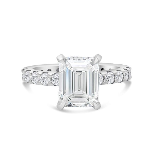 Classic Accented Engagement Ring in 14kt White Gold (shown with 3 carat Diamond in the center)