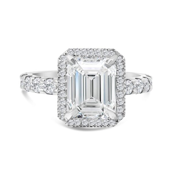 Top Halo Classic Accented Engagement Ring in 14kt White Gold (shown with 3 carat Diamond in the center)
