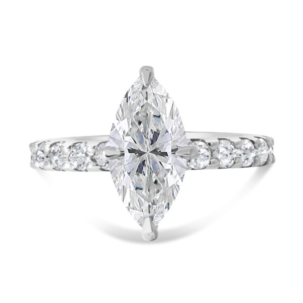 Classic Accented Engagement Ring in 14kt White Gold (shown with 3 carat Diamond in the center)