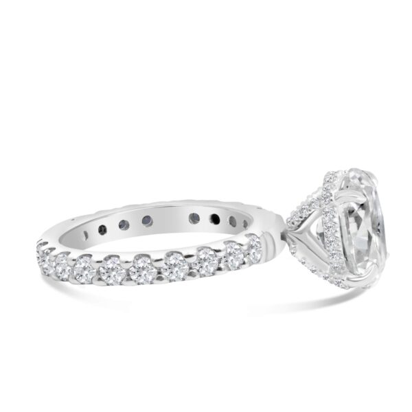 Fully-Paved Classic Accented Engagement Ring in 14kt White Gold (shown with 3 carat Diamond in the center)